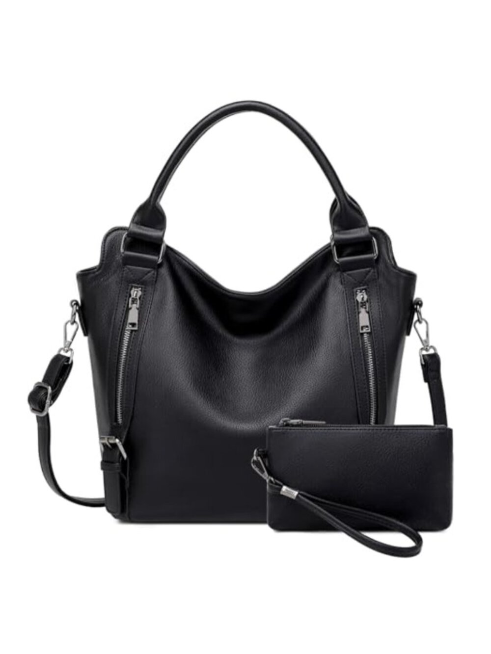 Vegan Leather Hobo Bags for Women 2 Piece Set Crossbody Shoulder Purse
